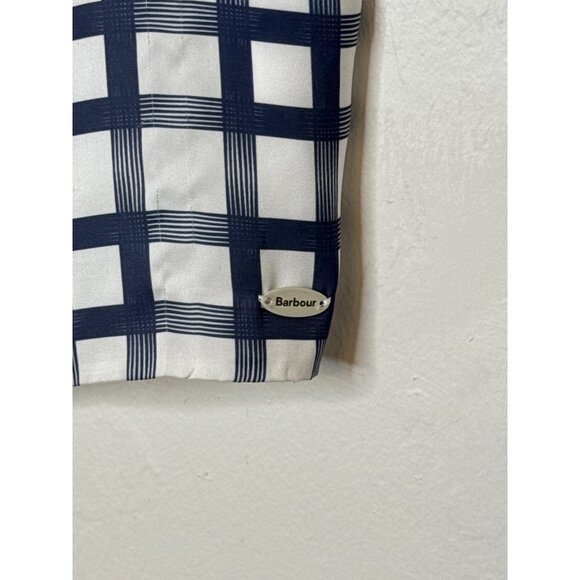 Barbour Women's Summer Tartan Windowpane Front Drop Shoulder Blouse White Blue 6 - Picture 4 of 7